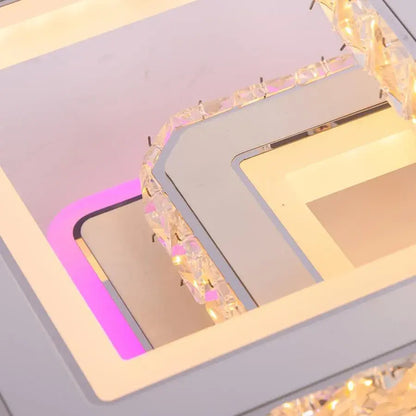Похот поведе Нова Квадрия с кристали, 3 източника на светлина, RGB, с дистанционно управление, 154W, бял и неръждаем