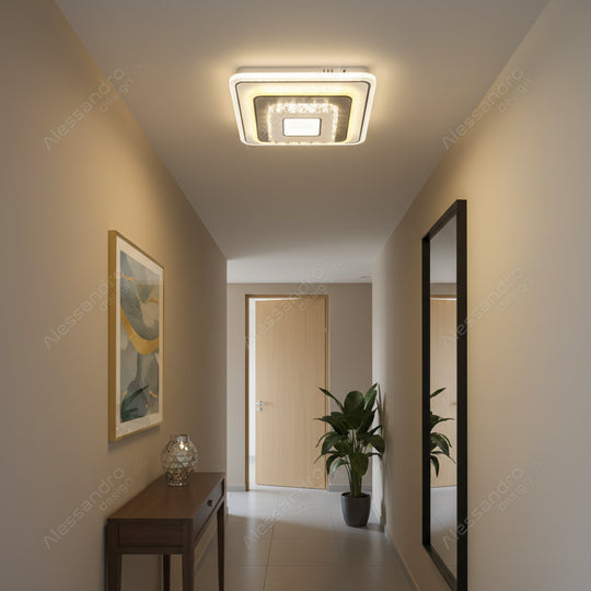 Кристален LED полилей MITA 39W, 20x20cm, Квадрат, Студена/Топла/Неутрална светлина, Бял LED Полилеи Заглавие по подразбиране Alessandro Design