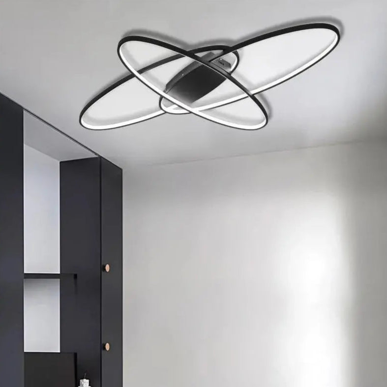 LED полилей със 140W орбита дистанционно управление, 3 елемента, овален, студ/гореща/неутрална светлина, нестабилна, черна