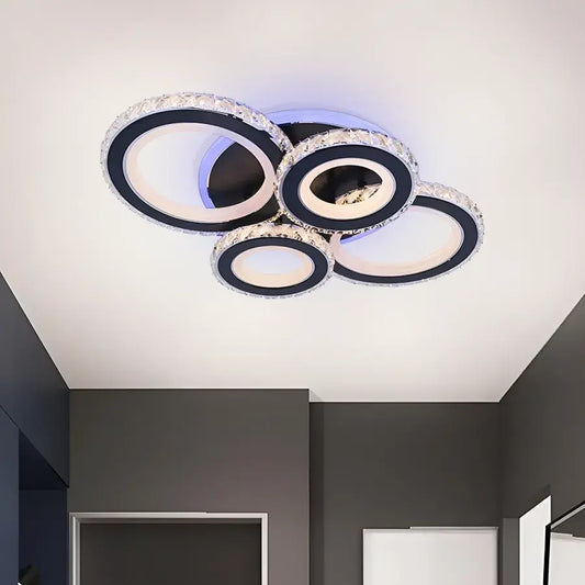 LED LED Нова Ровон с кристали, 4 източника на светлина, RGB, с дистанционно управление, 68W, черно и петно
