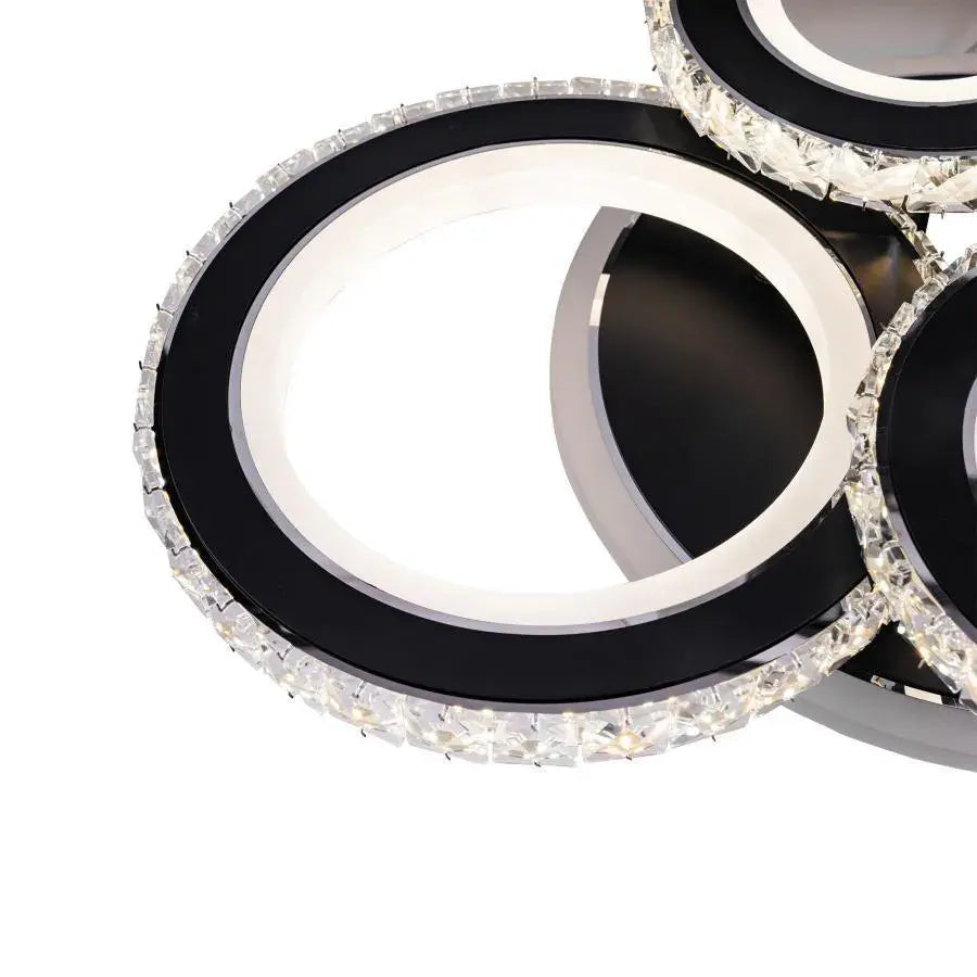 LED полилей с дистанционно управление и Crystal Nova RGB 68W, 4 кръга, студена/гореща/неутрална светлина, нестабилна, черна