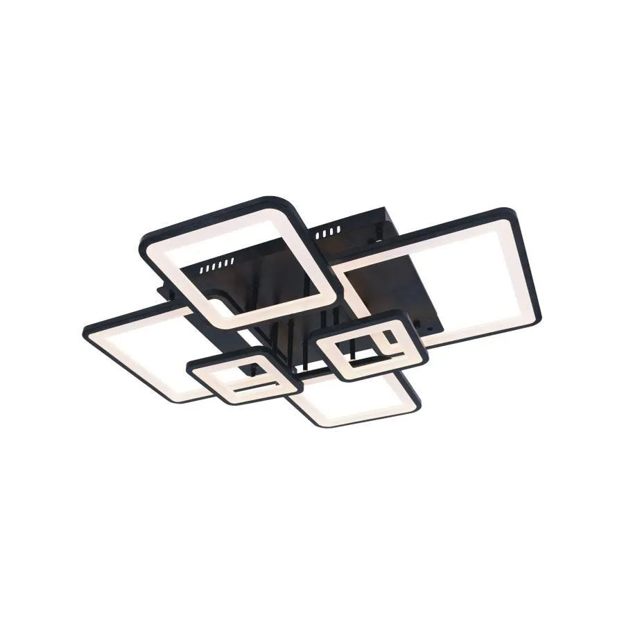 LED полилей с дистанционно управление, ела, 6 квадрата, 124W, студена/гореща/неутрална светлина, нестабилна, черна
