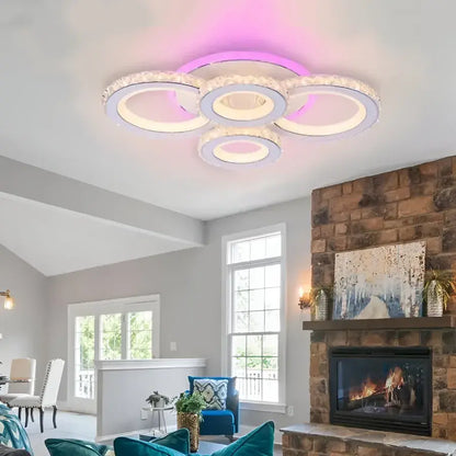 Lulus LED Nova Rondra с кристали, 4 източника на светлина, RGB, с дистанционно управление, 68W, бял и неръждаем