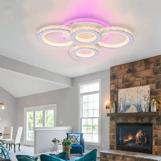 Lulus LED Nova Rondra с кристали, 4 източника на светлина, RGB, с дистанционно управление, 68W, бял и неръждаем