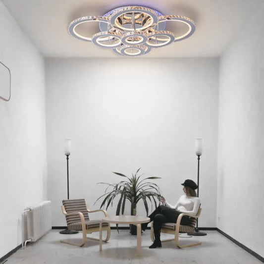 LED LED кристал RGB с дистанционно управление LIA 182W Размерено бяло сребро