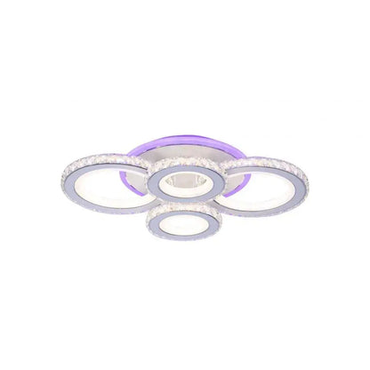 Lulus LED Nova Rondra с кристали, 4 източника на светлина, RGB, с дистанционно управление, 68W, бял и неръждаем