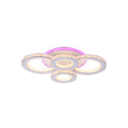 Lulus LED Nova Rondra с кристали, 4 източника на светлина, RGB, с дистанционно управление, 68W, бял и неръждаем