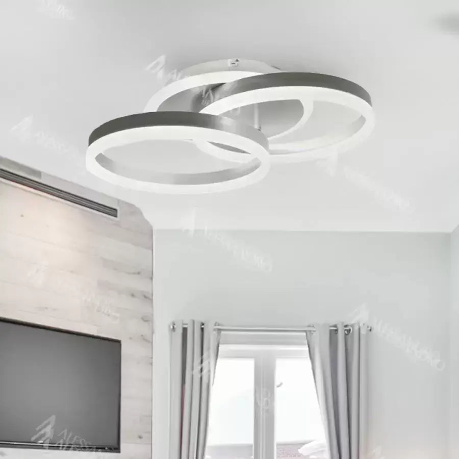 LED полилей с дистанционно управление на Lyra, 120W, 2 кръга, Dimble, четка със сребро, студена/гореща/неутрална светлина