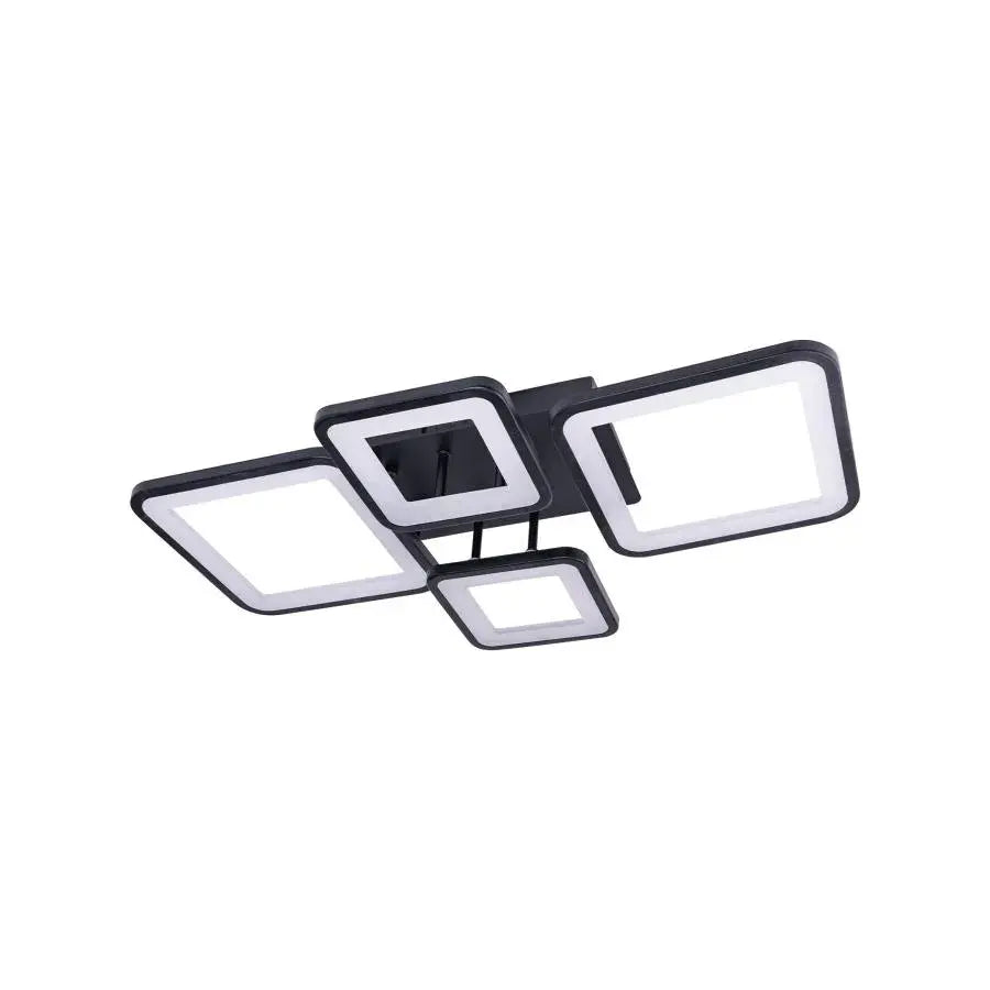 LED полилей с дистанционно управление, ела, 4 квадрата, 85W, студена/гореща/неутрална светлина, недобросъвестно, черно