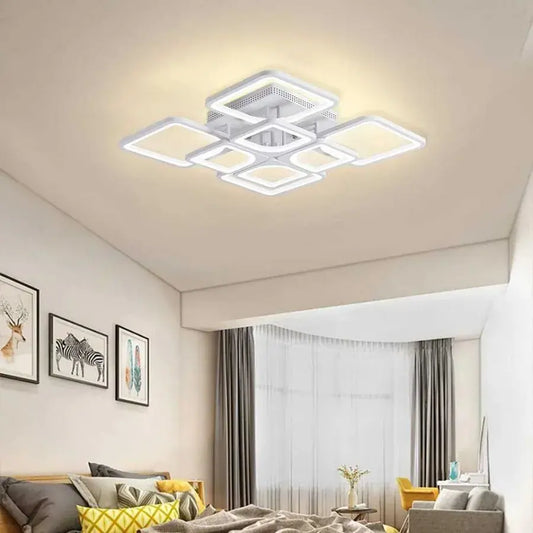 LED полилей с дистанционно управление, Zoe, 8 квадрата, 135W, студена/гореща/неутрална светлина, нестабилна, бяла