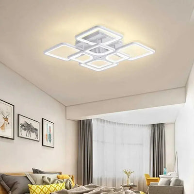 LED полилей с дистанционно управление, Zoe, 8 квадрата, 135W, студена/гореща/неутрална светлина, нестабилна, бяла