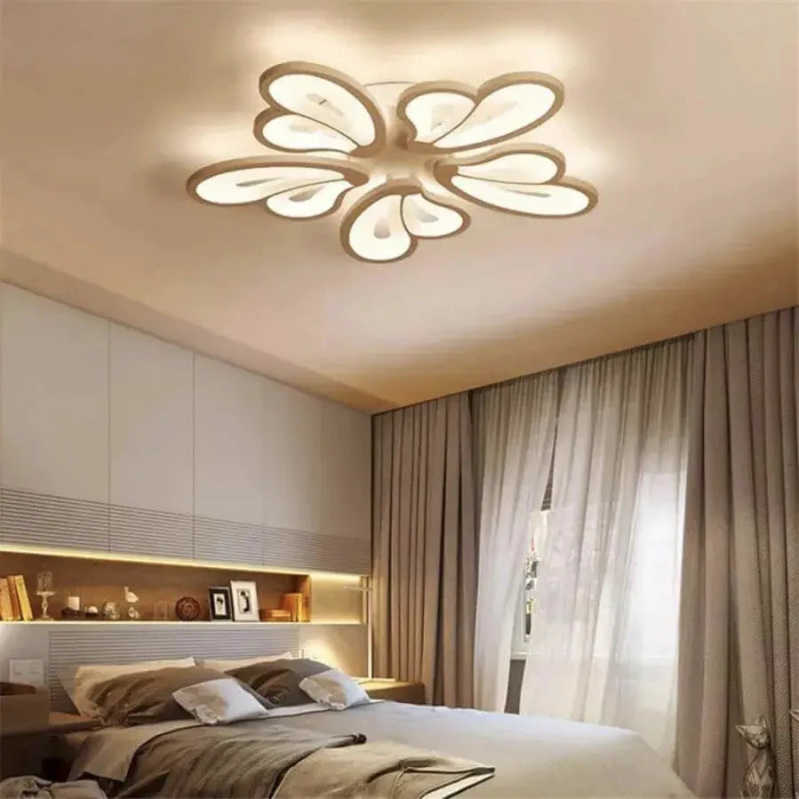 LED полилей с дистанционно управление на Blossom, 60W, 5 венчелистчета, студена/гореща/неутрална светлина, нестабилна, бяла