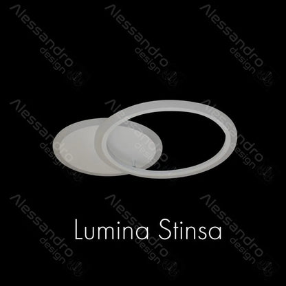 LED полилей с дистанционно управление на Люси, 40W, 2 кръга, студ/гореща/неутрална светлина, лъч, бяло