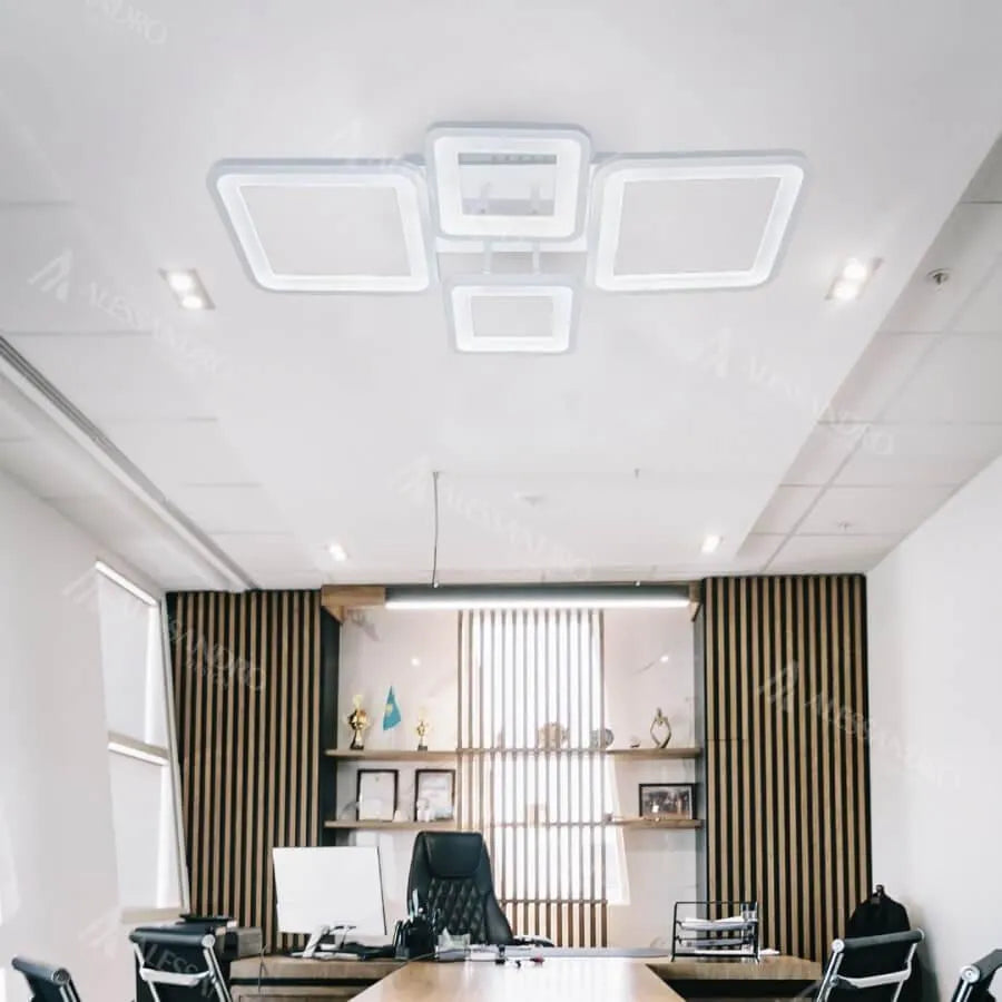 LED похот на дистанционно управление, ела, 4 квадрата, 85W, студена/гореща/неутрална светлина, нестабилна, бяла