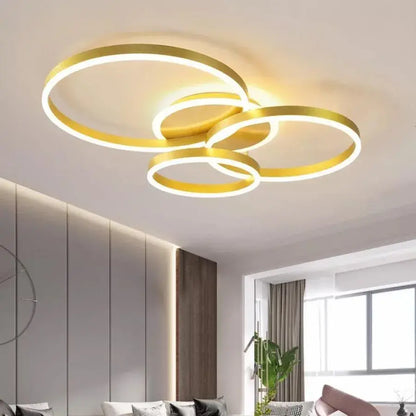 LED похот с дистанционно управление на Lyra, 100W, 3 кръга, маргаритка, четка злато, студена/гореща/неутрална светлина