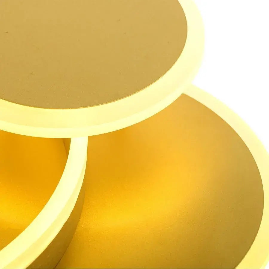 LED полилей с дистанционно управление на Lyra, 102W, 2 кръга, маргаритка, четка злато, студена/гореща/неутрална светлина