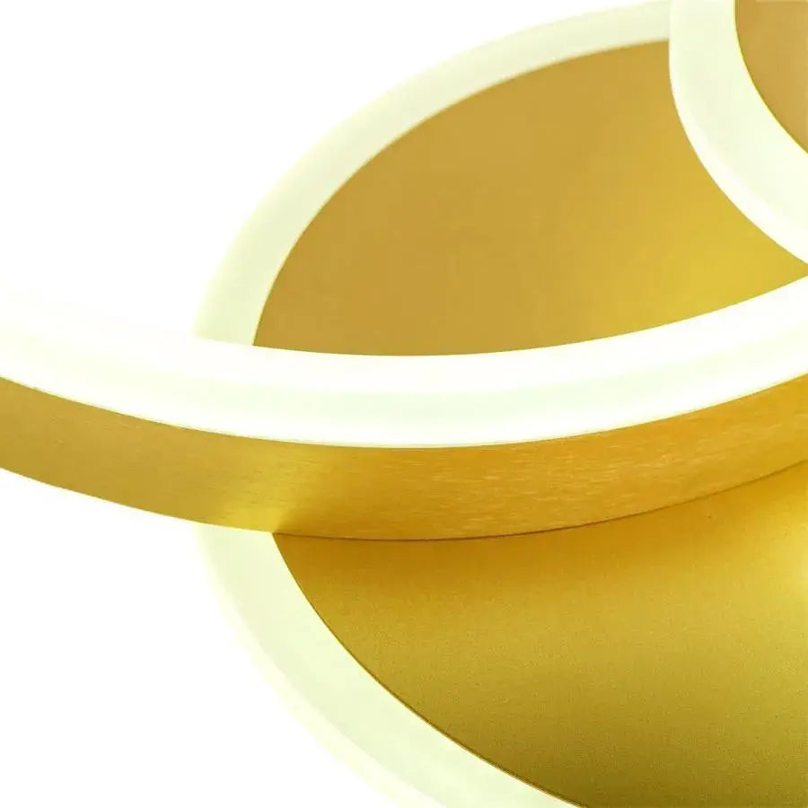 LED полилей с дистанционно управление на Lyra, 102W, 2 кръга, маргаритка, четка злато, студена/гореща/неутрална светлина