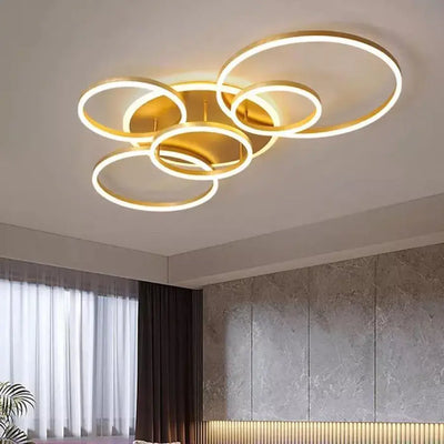 LED похот с дистанционно управление на Lyra, 248W, 5 кръга, греда, четка злато, студена/гореща/неутрална светлина