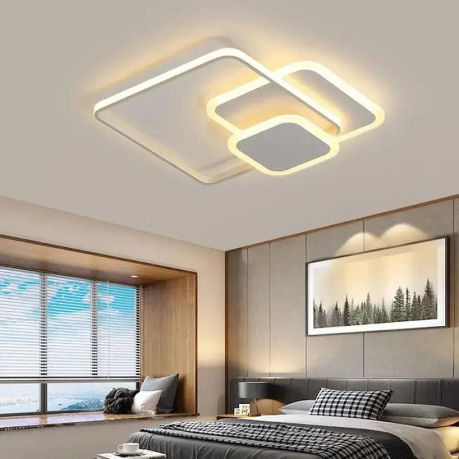 LED полилей с Anemona 75W дистанционно управление, 3 квадрата, студ/гореща/неутрална светлина, нестабилна, бяла