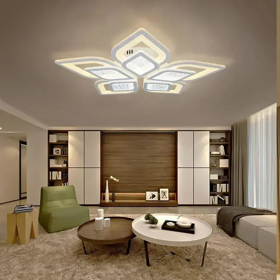 LED полилей с дистанционно управление на Dalia, 170W, 5 венчелистчета, студена/гореща/неутрална светлина, нестабилна, бяла