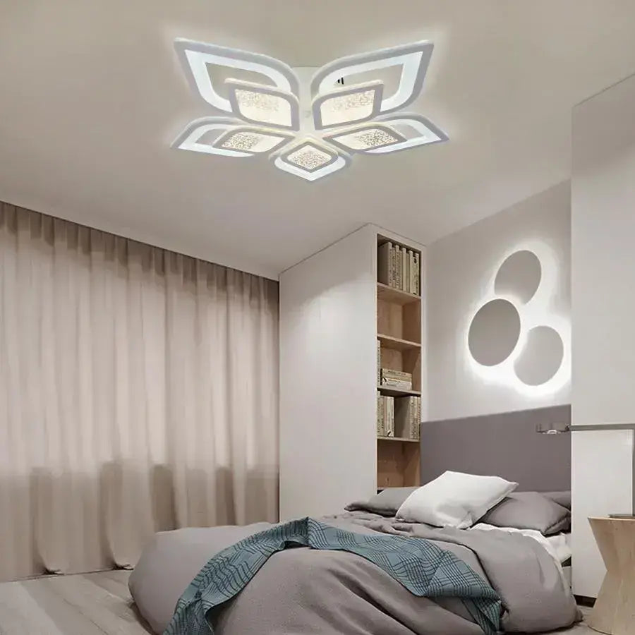 LED полилей с дистанционно управление на Dalia, 170W, 5 венчелистчета, студена/гореща/неутрална светлина, нестабилна, бяла
