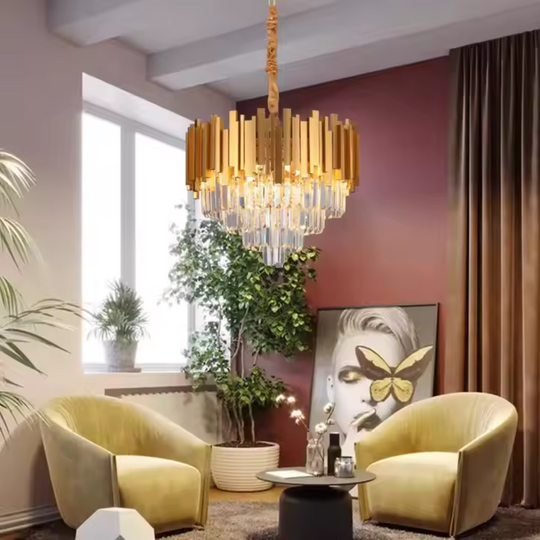 Кристален полилей BLOIS Eleganza, диаметър 50 см, 8x E14, блестящо злато, кристални полилеи с регулируема височина Заглавие по подразбиране Alessandro Design