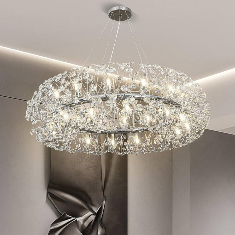 CHANDELIER CRYSTAL SEGOVIA MAGNO 5X E14, DIEMEMER 60 cm, лъскаво сребро, регулируема височина