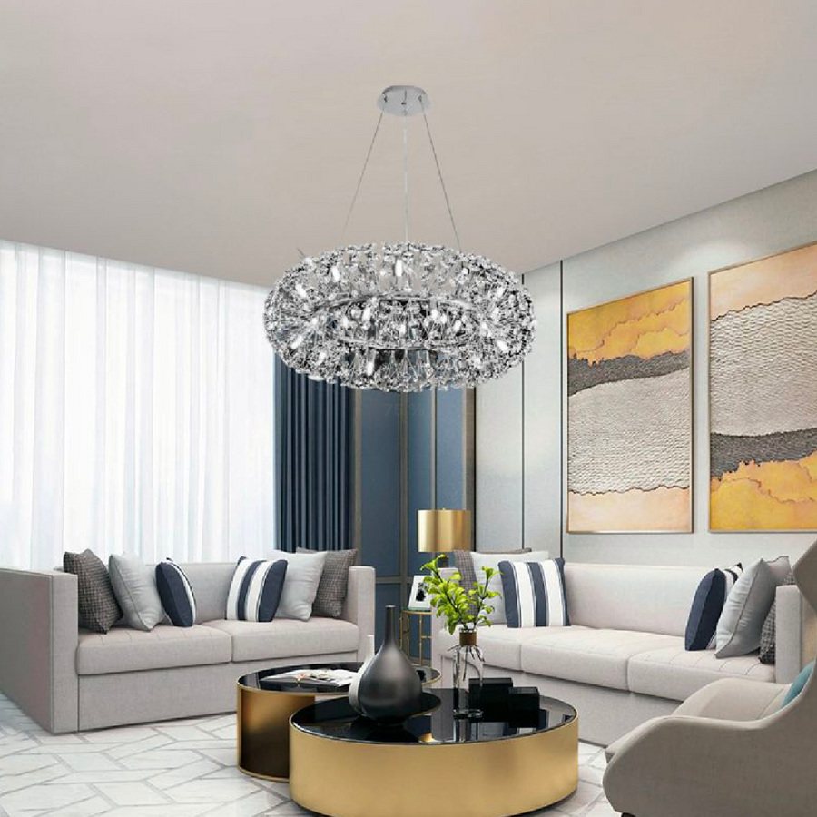 CHANDELIER CRYSTAL SEGOVIA MAGNO 5X E14, DIEMEMER 60 cm, лъскаво сребро, регулируема височина