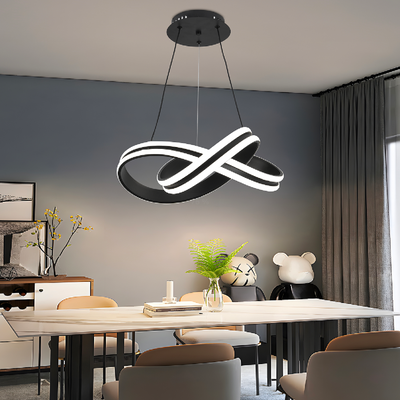 LED полилей, окачен с Infinity Loop 92W дистанционно управление, студена/гореща/неутрална светлина, нестабилна, черна, регулируема височина