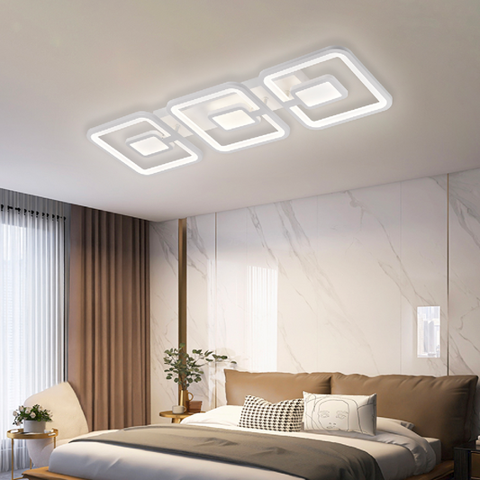 LED полилей с дистанционно управление, Felix, 3 квадрата, 77W, студена/гореща/неутрална светлина, нестабилна, бяла