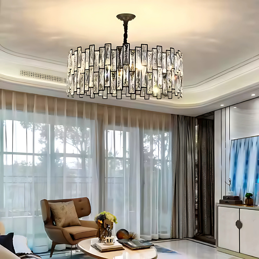 Кристален полилей Melitina 6xe27, диаметър 49 см, черен, регулируема височина