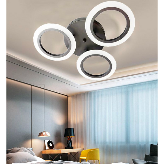 Jamala LED полилей, 28W, 3 кръга, неутрална светлина, черно