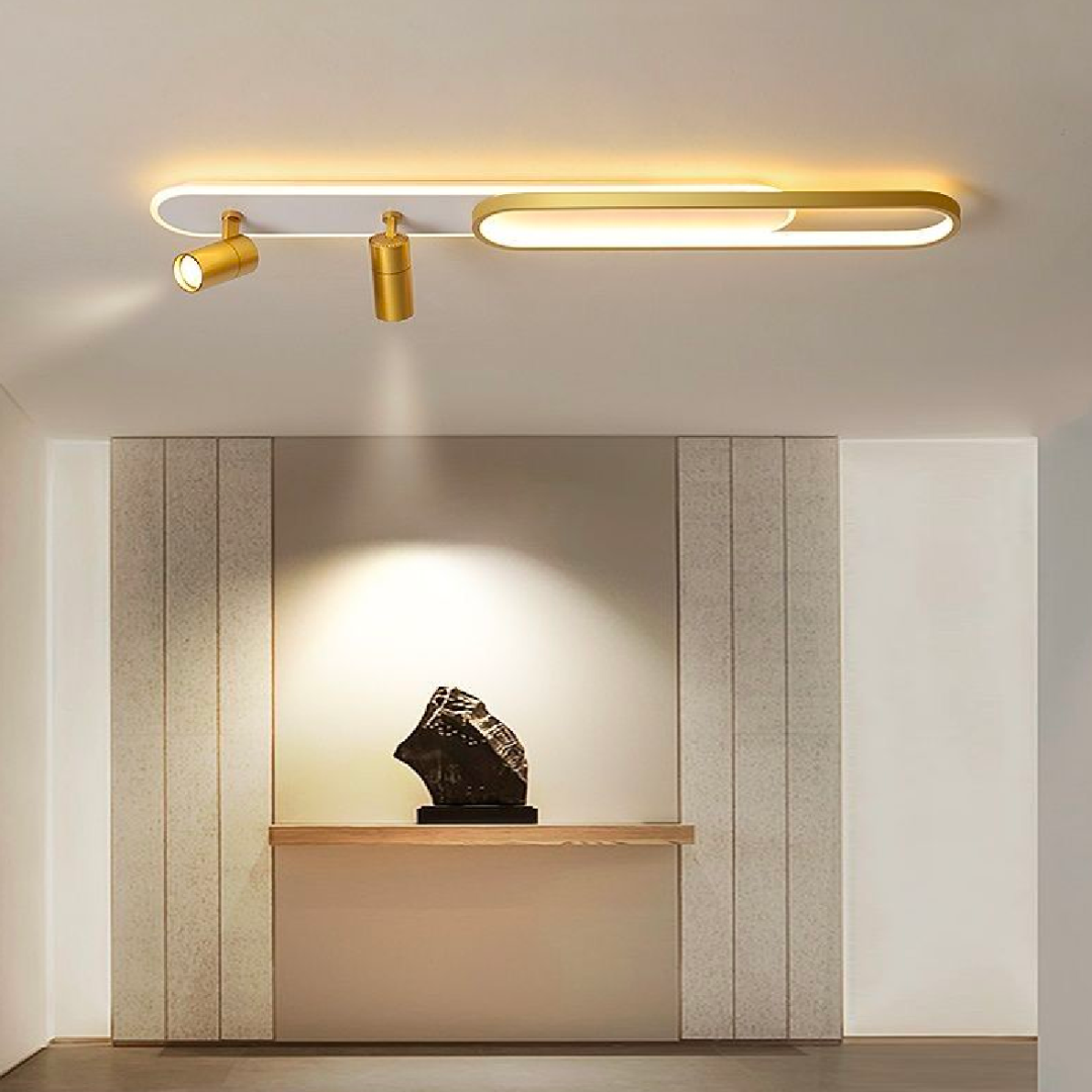 LED LED FILBERTO, 69W, студена/топла светлина/неутрален регулируем акрилен проектор и бял и златен метал