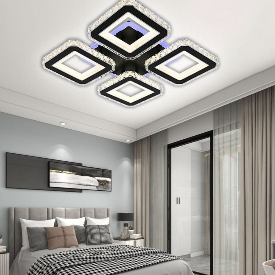 LED полилей с дистанционно управление и Crystal Leila RGB 79W, 4 квадрат