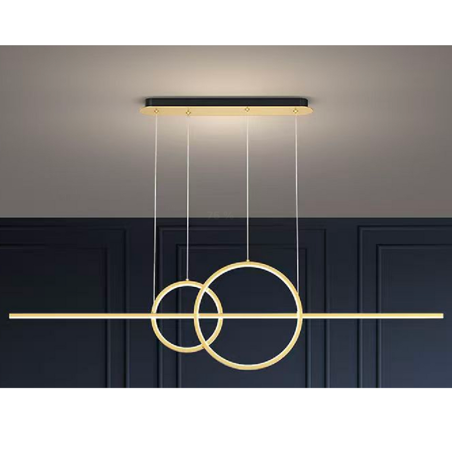 LED полилей, окачен с 42W дистанционно управление на Cassandra, студена/гореща/неутрална светлина, недобросъвестна, златна, регулируема височина