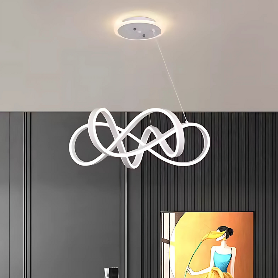 LED полилей, окачен с Infinity Halo 138W дистанционно управление, студена/гореща/неутрална светлина, бяла, бяла, регулируема височина