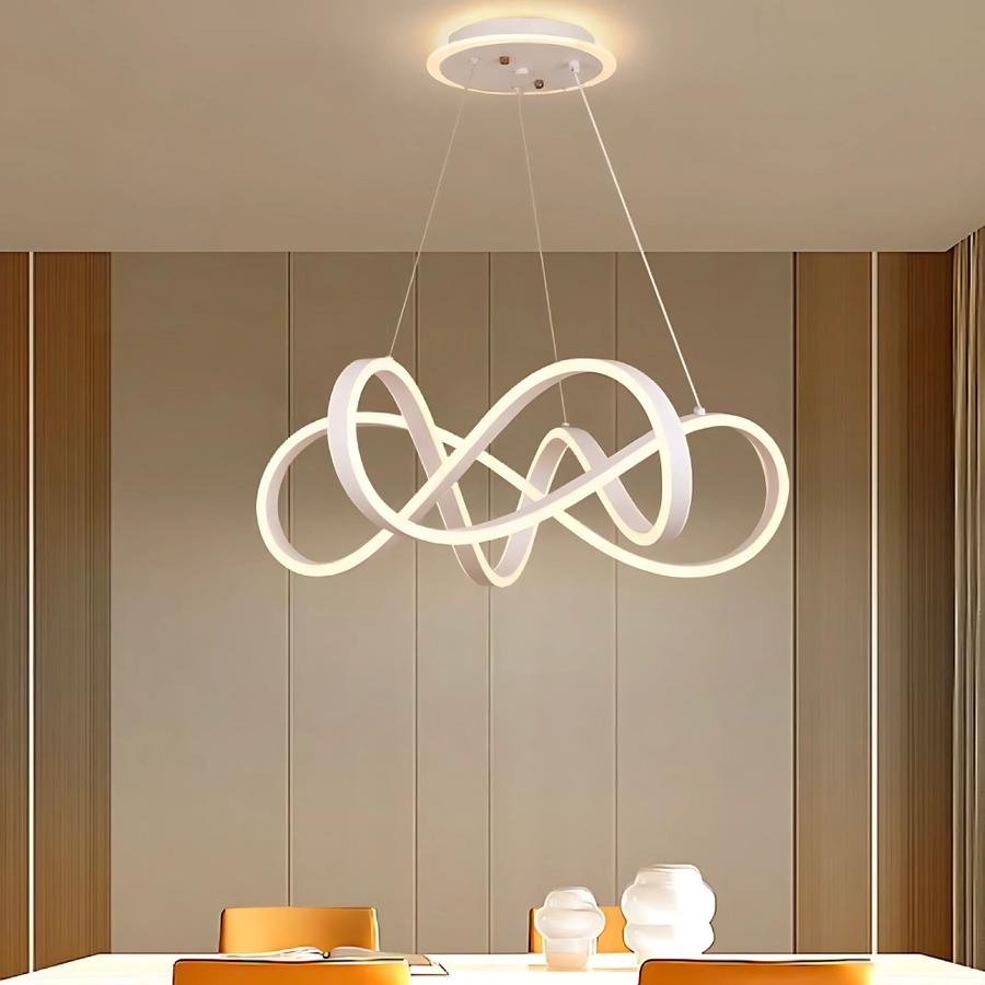 LED полилей, окачен с Infinity Halo 138W дистанционно управление, студена/гореща/неутрална светлина, бяла, бяла, регулируема височина