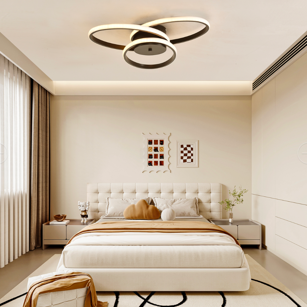 LED полилей с дистанционно управление Ecaterina 59W, сплетен студ/горещ/черен неутрален черно