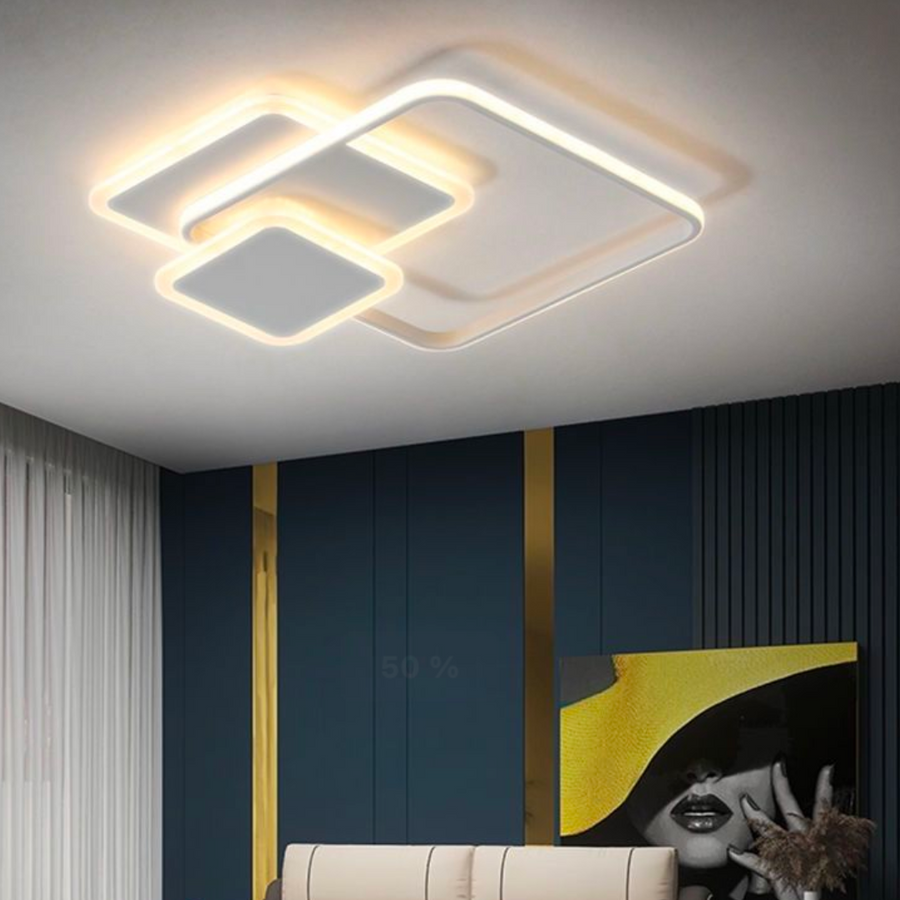 LED полилей с Anemona 75W дистанционно управление, 3 квадрата, студ/гореща/неутрална светлина, нестабилна, бяла