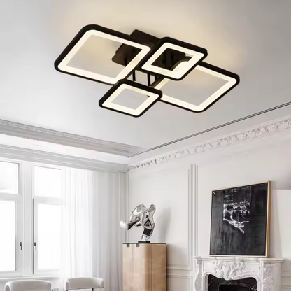 LED полилей с дистанционно управление, ела, 4 квадрата, 85W, студена/гореща/неутрална светлина, недобросъвестно, черно