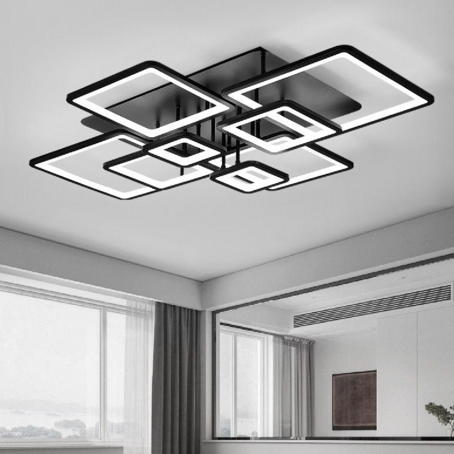 LED полилей с дистанционно управление, ела, 8 квадрата, 203W, студена/гореща/неутрална светлина, нестабилна, черна