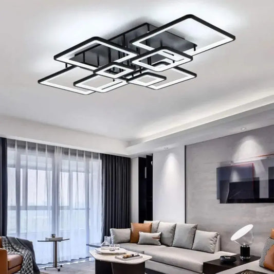 LED полилей с дистанционно управление, ела, 8 квадрата, 203W, студена/гореща/неутрална светлина, нестабилна, черна