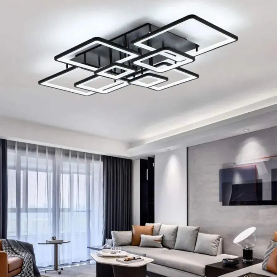 LED полилей с дистанционно управление, ела, 8 квадрата, 203W, студена/гореща/неутрална светлина, нестабилна, черна
