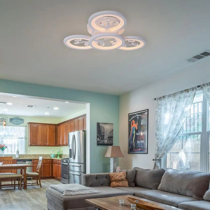 LED полилей с дистанционно управление и Daisy 49W кристал, 4 елемента, студена/гореща/неутрална светлина, нестабилна, бяла