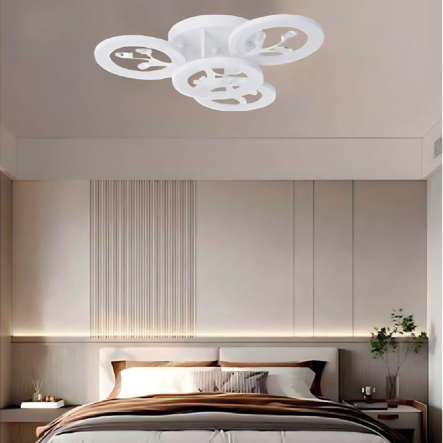 LED полилей с дистанционно управление и Daisy 49W кристал, 4 елемента, студена/гореща/неутрална светлина, нестабилна, бяла