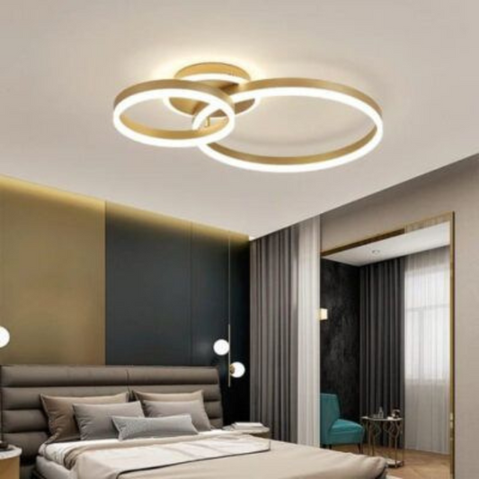 LED полилей с дистанционно управление Elisabeth, 72W, 2 кръга, студ/гореща/неутрална светлина, недобросъвестен, златист