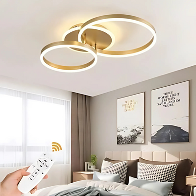 LED полилей с дистанционно управление Elisabeth, 72W, 2 кръга, студ/гореща/неутрална светлина, недобросъвестен, златист