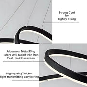 Окачен LED полилей с дистанционно CASIANA 41W, 2 кръга, Студена/Топла/Неутрална светлина, Димируем, Черен, Регулируема Височина