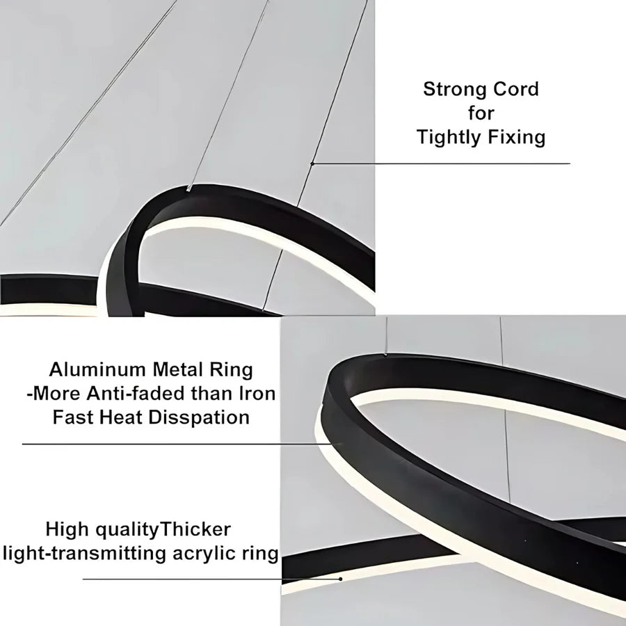 Окачен LED полилей с дистанционно CASIANA 41W, 2 кръга, Студена/Топла/Неутрална светлина, Димируем, Черен, Регулируема Височина