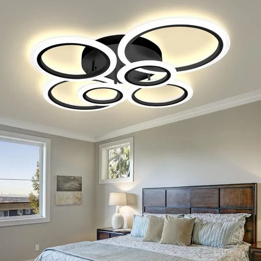 LED полилей с дистанционно управление, Бети, 6 кръга, 82W, студена/гореща/неутрална светлина, нестабилна, черна